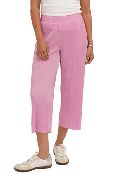 Cyrus Plisse Wide Leg Crop Pants In Pink