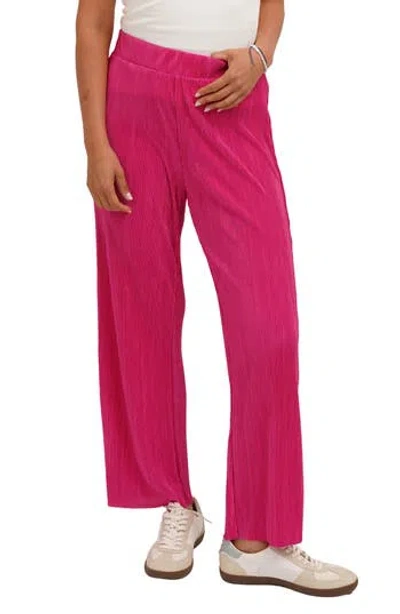 Cyrus Plisse Wide Leg Pants In Pink