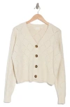 Cyrus Pointelle Knit Button Cardigan In Cream