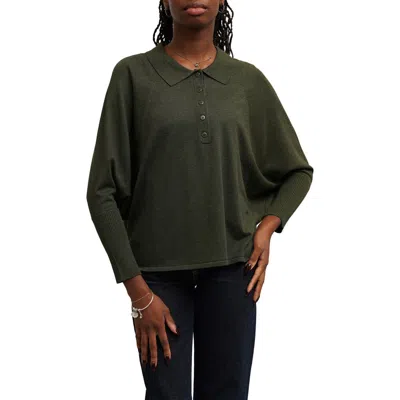 Cyrus Polo Dolman Sleeve Sweater In Burnt Olive