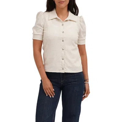 Cyrus Puff Sleeve Button Front Shirt In Animal Print