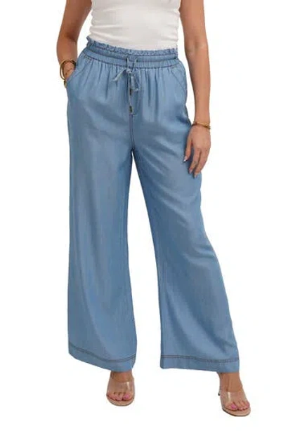 Cyrus Pull On Wide Leg Pants In Blue