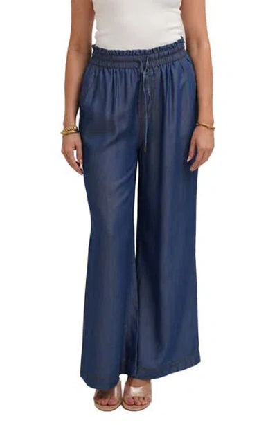 Cyrus Pull On Wide Leg Pants In Blue