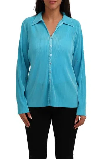 Cyrus Rib Button-up Shirt In Blue