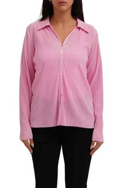 Cyrus Rib Button-up Shirt In Pink