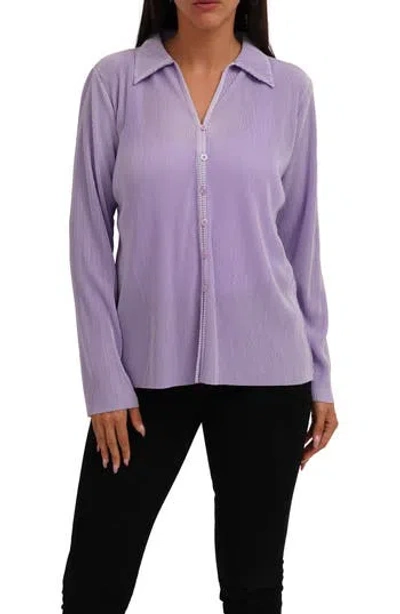 Cyrus Rib Button-up Shirt In Purple