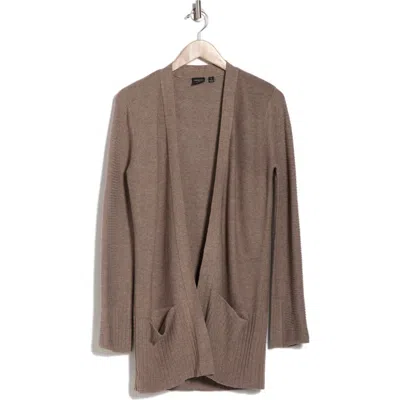 Cyrus Rib Knit Pocket Cardigan In Chestnut Heather