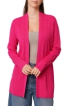 Cyrus Ribbed Open Front Long Cardigan In Pink