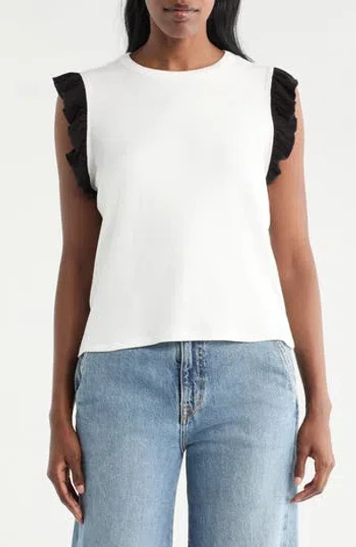 Cyrus Ruffle Sleeveless Top In White