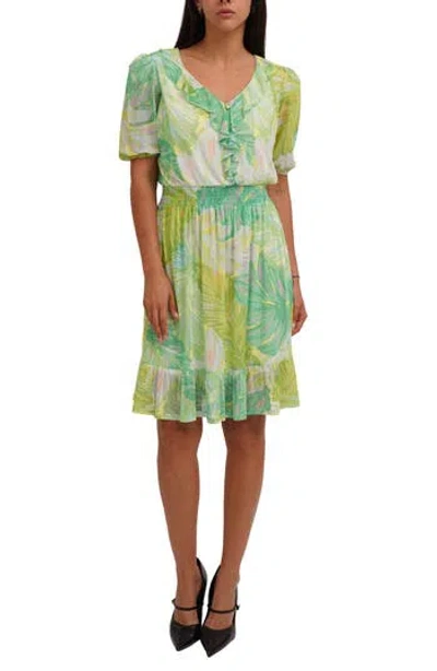 Cyrus Ruffle Trim Mesh Dress In Multi