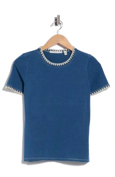 Cyrus Scallop Trim Crewneck Tee In Blue