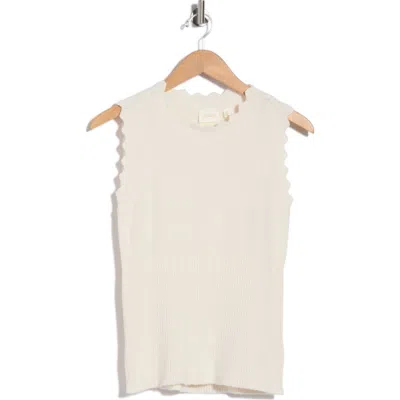 Cyrus Scallop Trim Sleeveless Sweater In Cream
