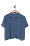Cyrus Short Sleeve Button Front Shirt In Deep Blue