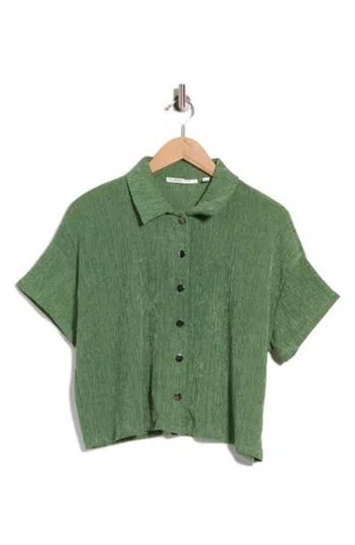 Cyrus Short Sleeve Button Front Shirt In Moss Green