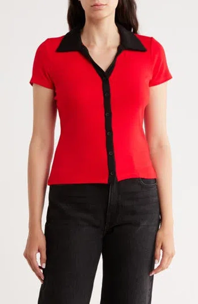 Cyrus Short Sleeve Button-up Shirt In Red