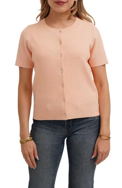 Cyrus Short Sleeve Cardigan In Brown