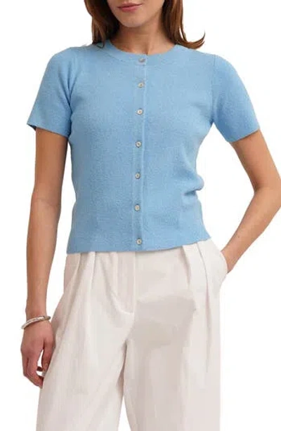Cyrus Short Sleeve Cardigan In Blue