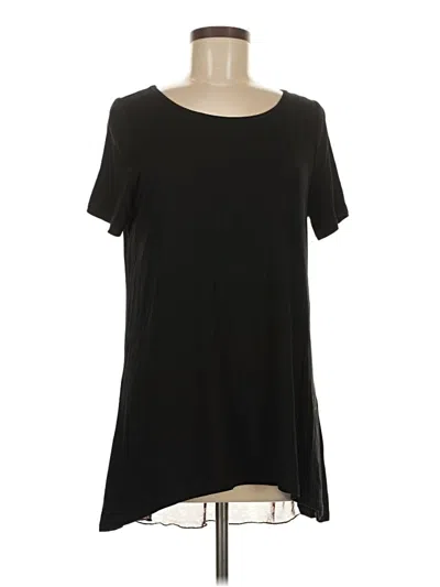 Pre-owned Cyrus Short Sleeve Top Black Scoop Neck Tops