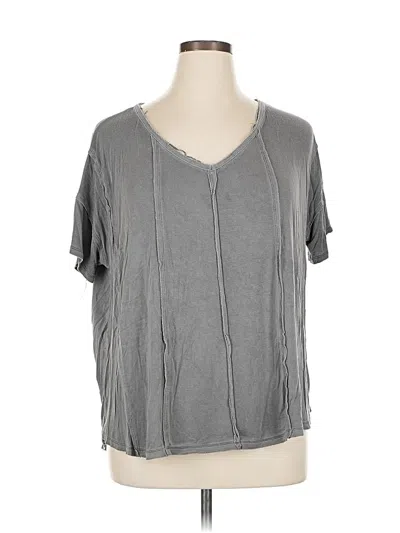 Pre-owned Cyrus Short Sleeve Top Gray V Neck Tops