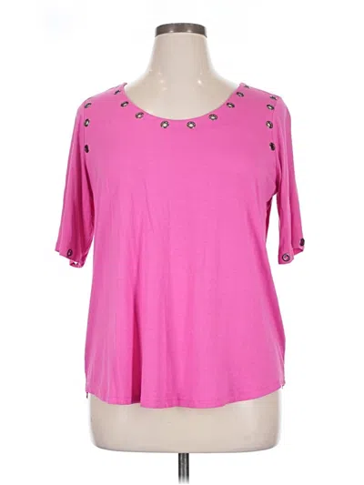 Pre-owned Cyrus Short Sleeve Top Pink Keyhole Neckline Tops