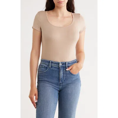 Cyrus Square Neck Knit Top In Brown