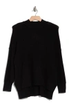 Cyrus Step Hem Waffle Stitch Sweater In Black