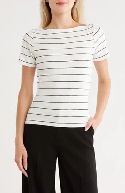Cyrus Stripe Boat Neck Short Sleeve Top In Multi