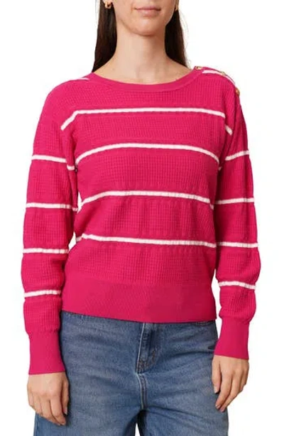 Cyrus Stripe Pullover Sweater In Pink