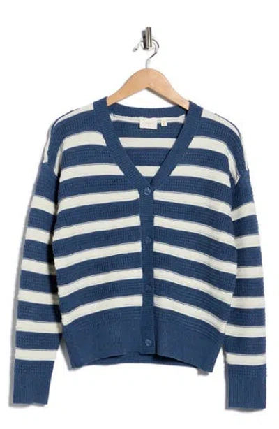 Cyrus Stripe V-neck Cardigan In Blue