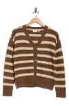 Cyrus Stripe V-neck Cardigan In Brown