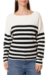 Cyrus Stripe Waffle Sweater In White