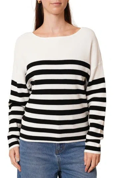 Cyrus Stripe Waffle Sweater In White
