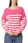 Cyrus Stripe Waffle Sweater In Pink