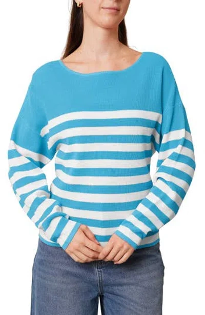 Cyrus Stripe Waffle Sweater In Blue