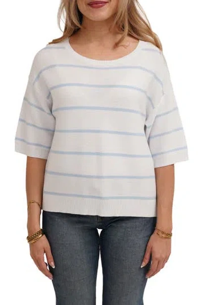 Cyrus Striped Short Sleeve Sweater In White