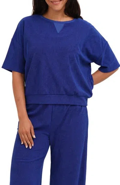 Cyrus Terry V-insert Short Sleeve Top In Blue