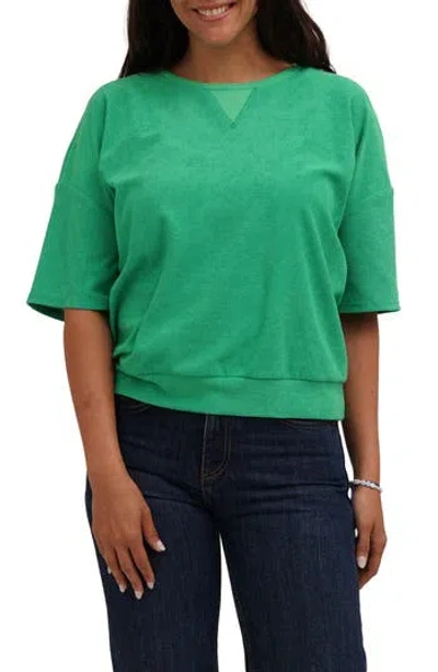 Cyrus Terry V-insert Short Sleeve Top In Green