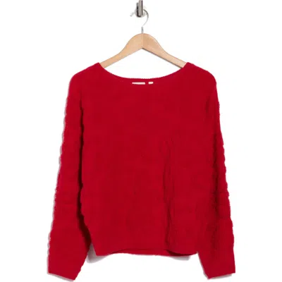 Cyrus Textured Boat Neck Sweater In Red