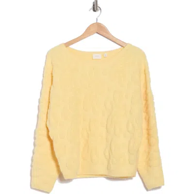 Cyrus Textured Boat Neck Sweater In Yellow