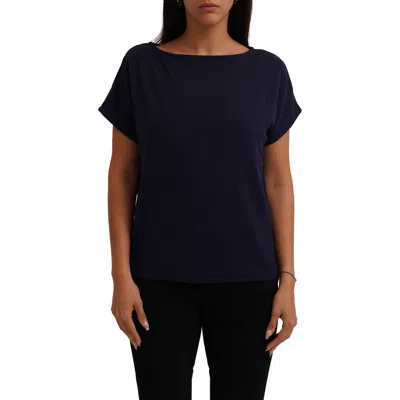 Cyrus Textured Boat Neck Top In Black