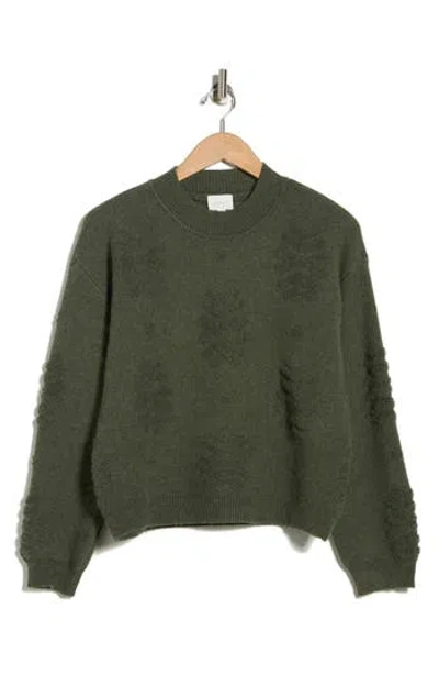 Cyrus Textured Crewneck Sweater In Green