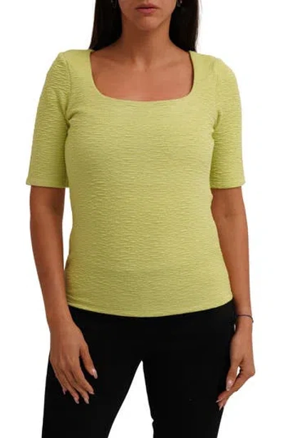 Cyrus Textured Elbow Sleeve Top In Green