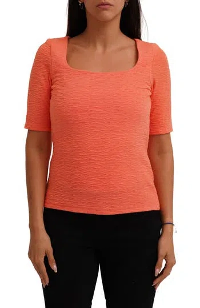 Cyrus Textured Elbow Sleeve Top In Red