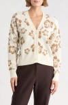Cyrus Textured Floral V-neck Cardigan In Multi