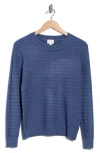 Cyrus Textured Stitch Crewneck Sweater In Blue