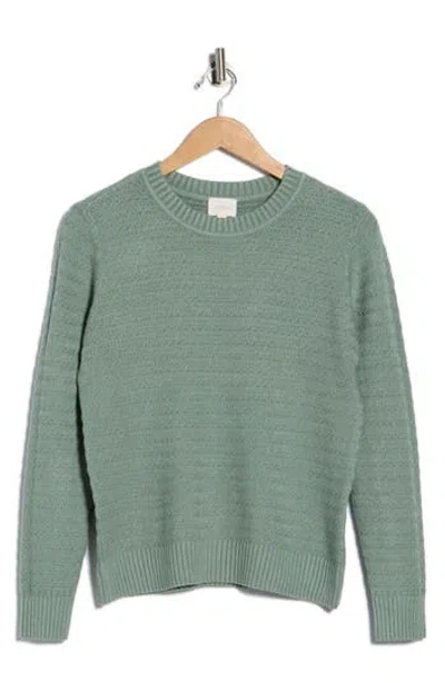 Cyrus Textured Stitch Crewneck Sweater In Green