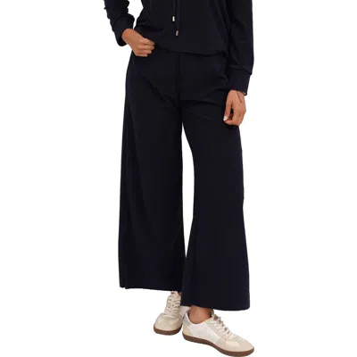 Cyrus Towel Terry Wide Leg Pants In Black