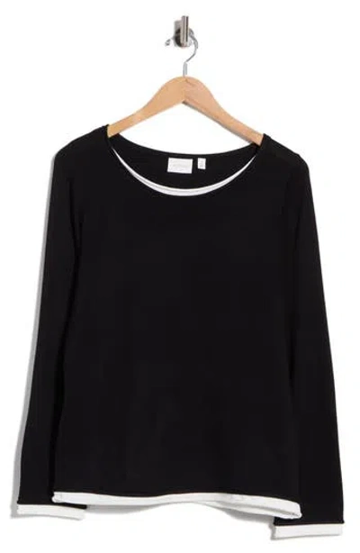 Cyrus Twofer Sweater In Black/ Cream