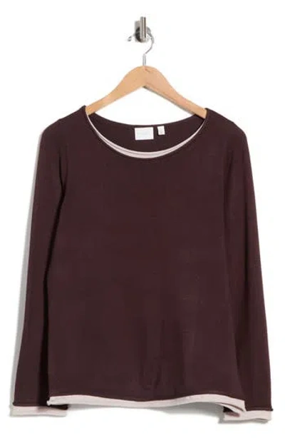 Cyrus Twofer Sweater In Hickory Brown/ Kitten Heel