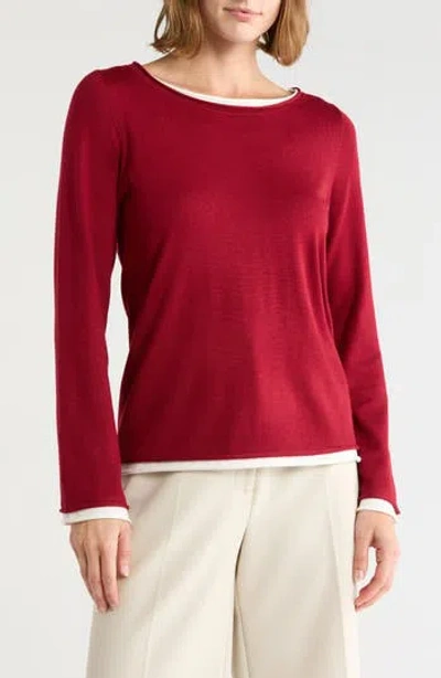 Cyrus Twofer Sweater In Red Currant / Cream